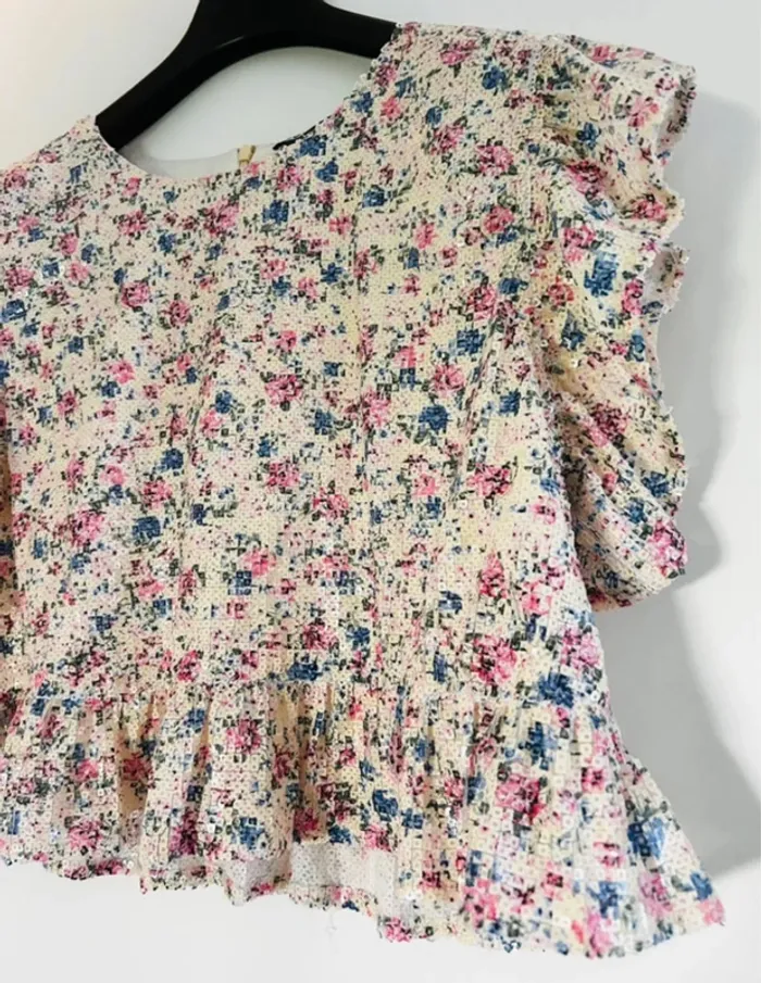 Top Zara taille L peplum liberty - photo numéro 3