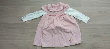 Robe rose velours rose pâle 12M