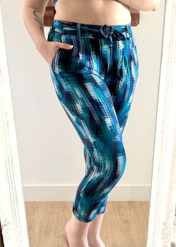 Pantalon d'été fluide bleu à motifs 40 C&A