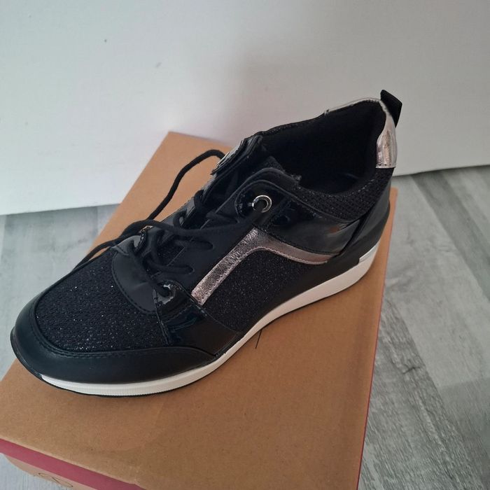 Baskets compensées noires pailletés - photo numéro 4