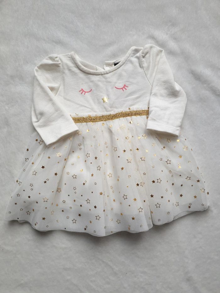 Robe mi saison jupon tulle étoiles or