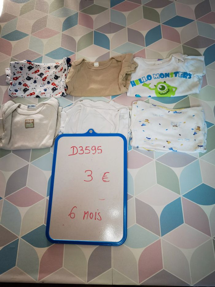 D3595 - lot de 6 garçon 6 mois