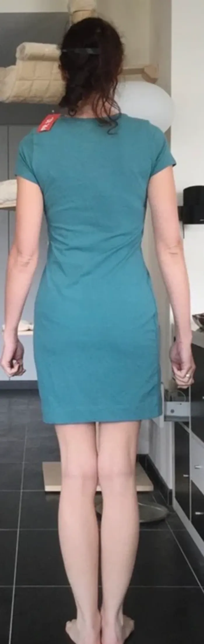 Robe turquoise à manches courtes H&M en coton taille 38 / M neuve avec étiquette. - photo numéro 14