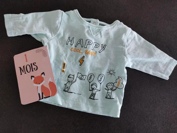 Tee shirt manches longues, taille 1 mois