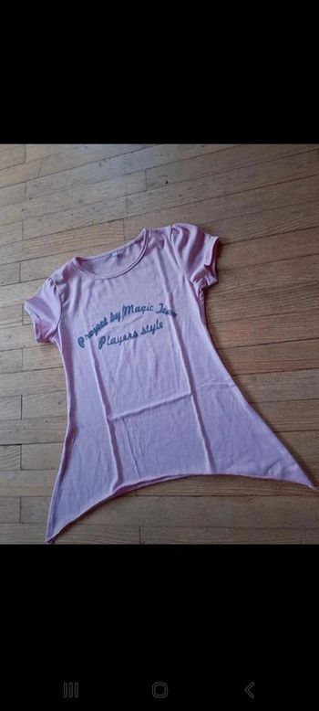 T-shirt fille rose asymétrique