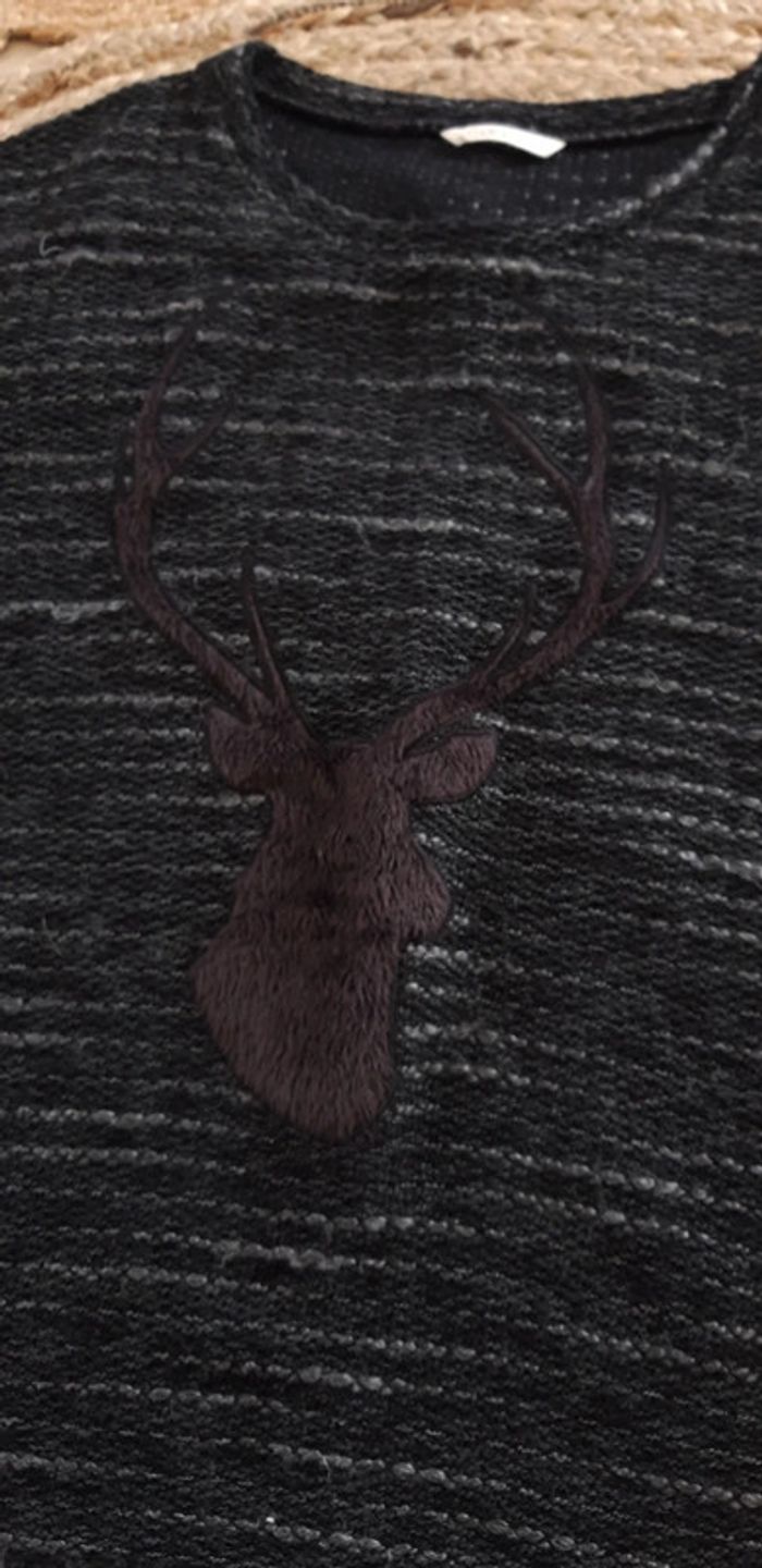 Pull Camaïeu renne noir et gris - photo numéro 3