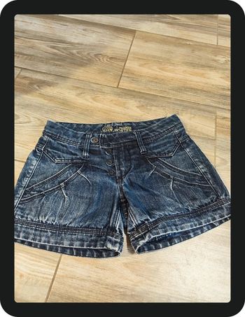 Short en jeans bleu marine pailleté doré Taille 25 Freeman Porter