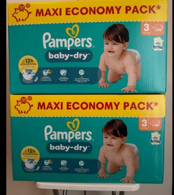 2 cartons de couches Pampers baby-dry T3 taille 3