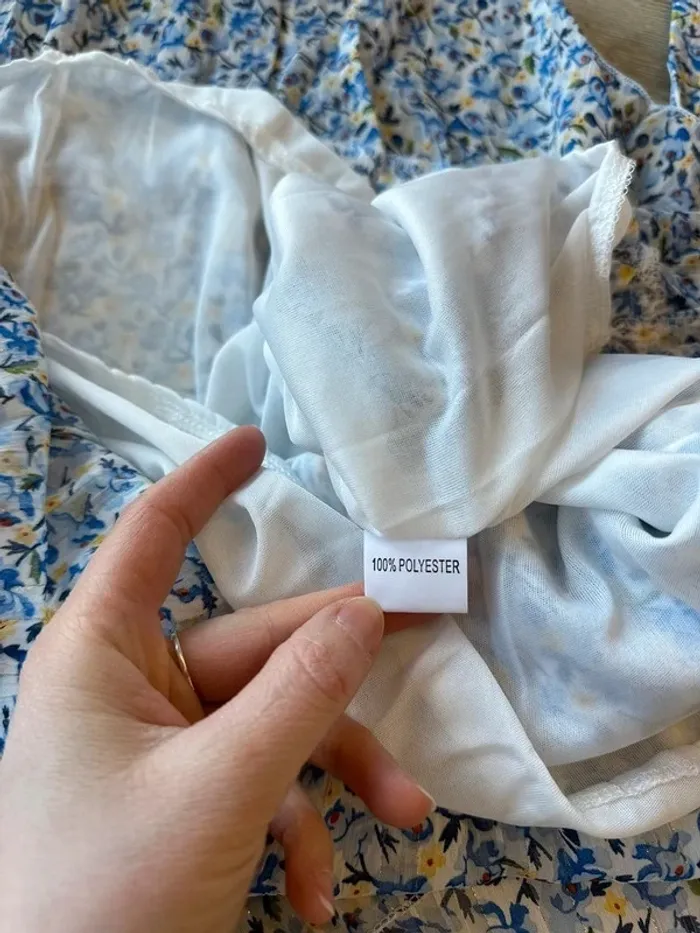 Robe midi à la coupe fluide et aux motifs floraux bleus, taille 36/38 - Elissa boutique - photo numéro 10