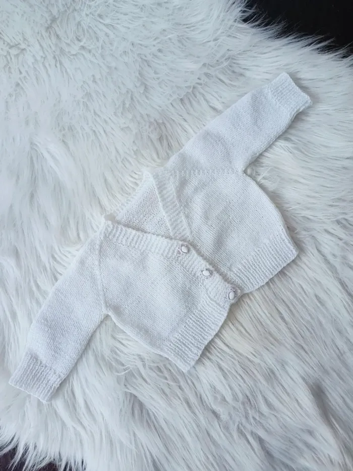 Cardigan fait main blanc Naissance - photo numéro 3