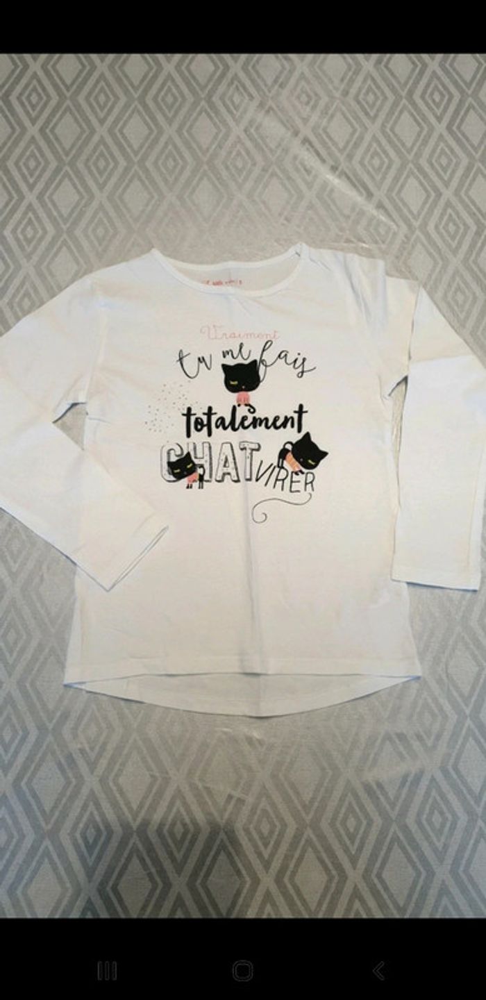 T-shirt manches longues 8 ans chat