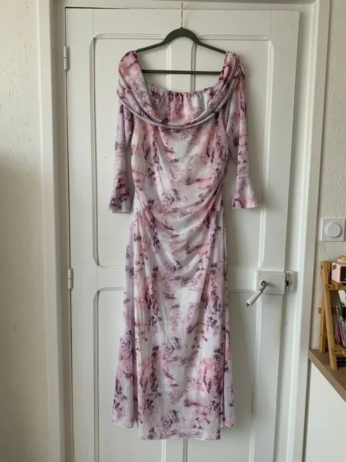 Robe à épaules dénudées style romantique blanc/rose femme - Taille 3XL Shein Curve