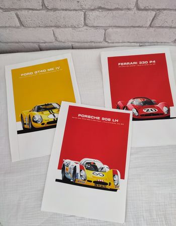Lot affiche toile voiture de course