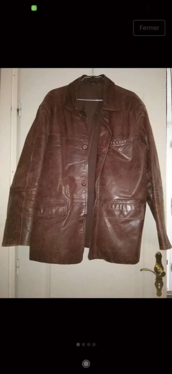 Veste homme marron véritable cuir🐂 de vachette XL