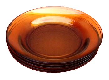 Années 1980 5 assiettes creuses Pasari Verre ambré