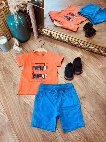 Taille 6 mois ensemble 2 pièces d’été garçon TAO orange et bleu * wild * 💙