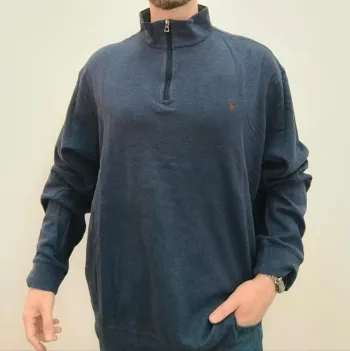 Pull 1/4 zippé Ralph Lauren Polo taille XXL excellent état bleu avec logo