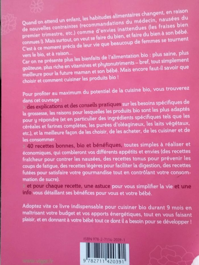Neuf Livre Recettes bio pour futures mamans Solveig Darrigo Dartinet diététicienne - photo numéro 2