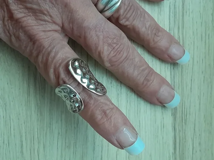 Bague ouverte, réglable, couleur argentée, style Bohème N°2 - photo numéro 3