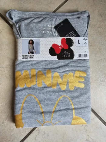 Tee-shirt manche longues gris Minnie Disney