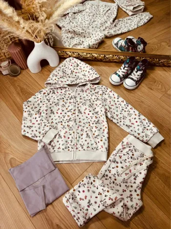 Taille 3-4 ans tenue 3 pièces fille TAO crème Lila * flowers * 💐