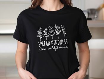 Tee-shirt noir a Motif fleur feuille L