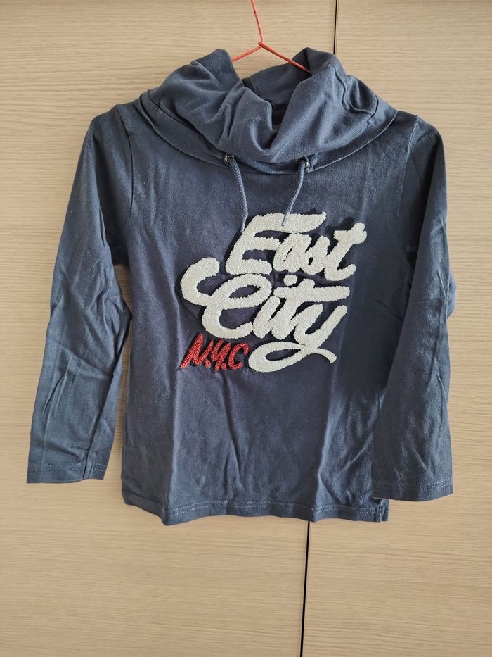 Pull col roulé enfant, Gémo, 6 ans, marine, écritures en relief