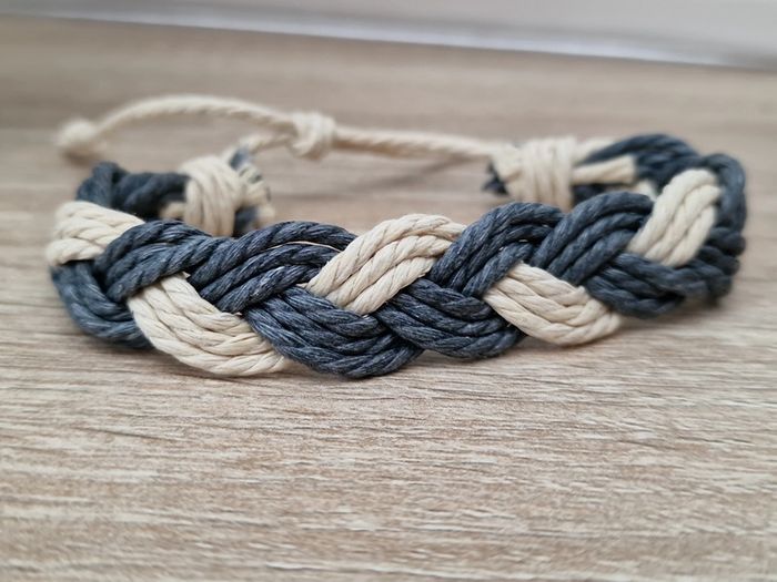 Bracelet Tressé Gris Beige - photo numéro 6