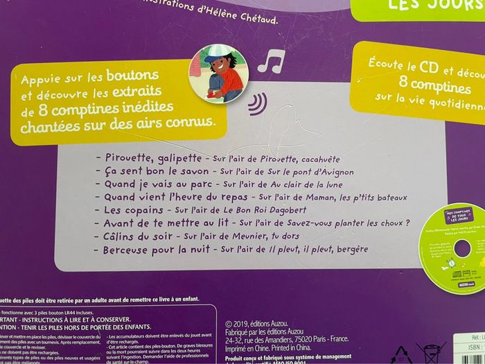 Livre musical avec CD Mes comptines de tous les jours, Auzou - photo numéro 12