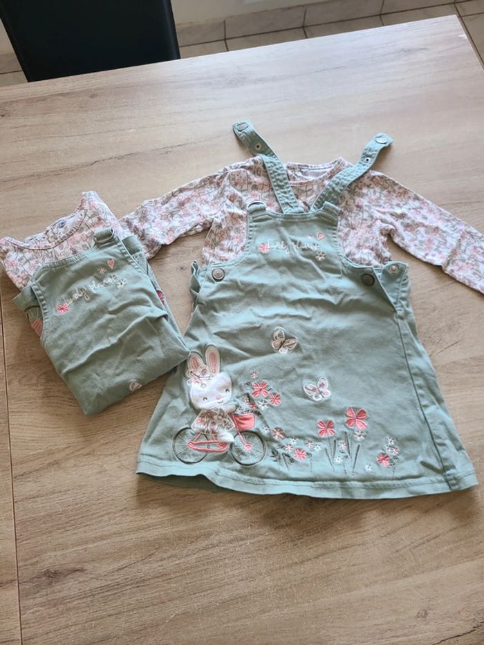 Ensembles robes + Tee-shirts manches longues. 23 mois.