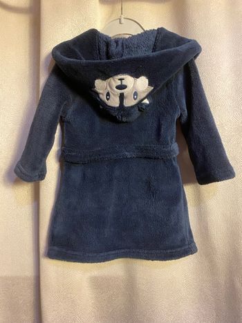 Robe de chambre à capuche polaire pilou bleu marine 6/9 mois In Extenso