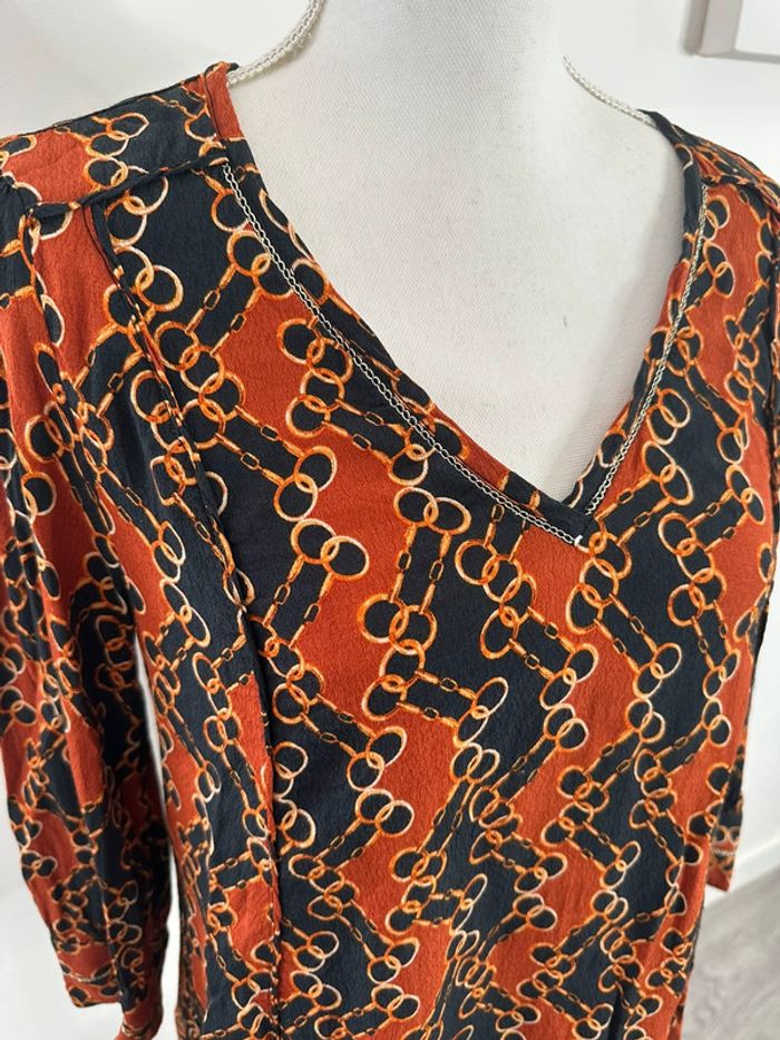 Blouse chaines noire dorée et terra cotta Maison 123 T42 XL - photo numéro 2