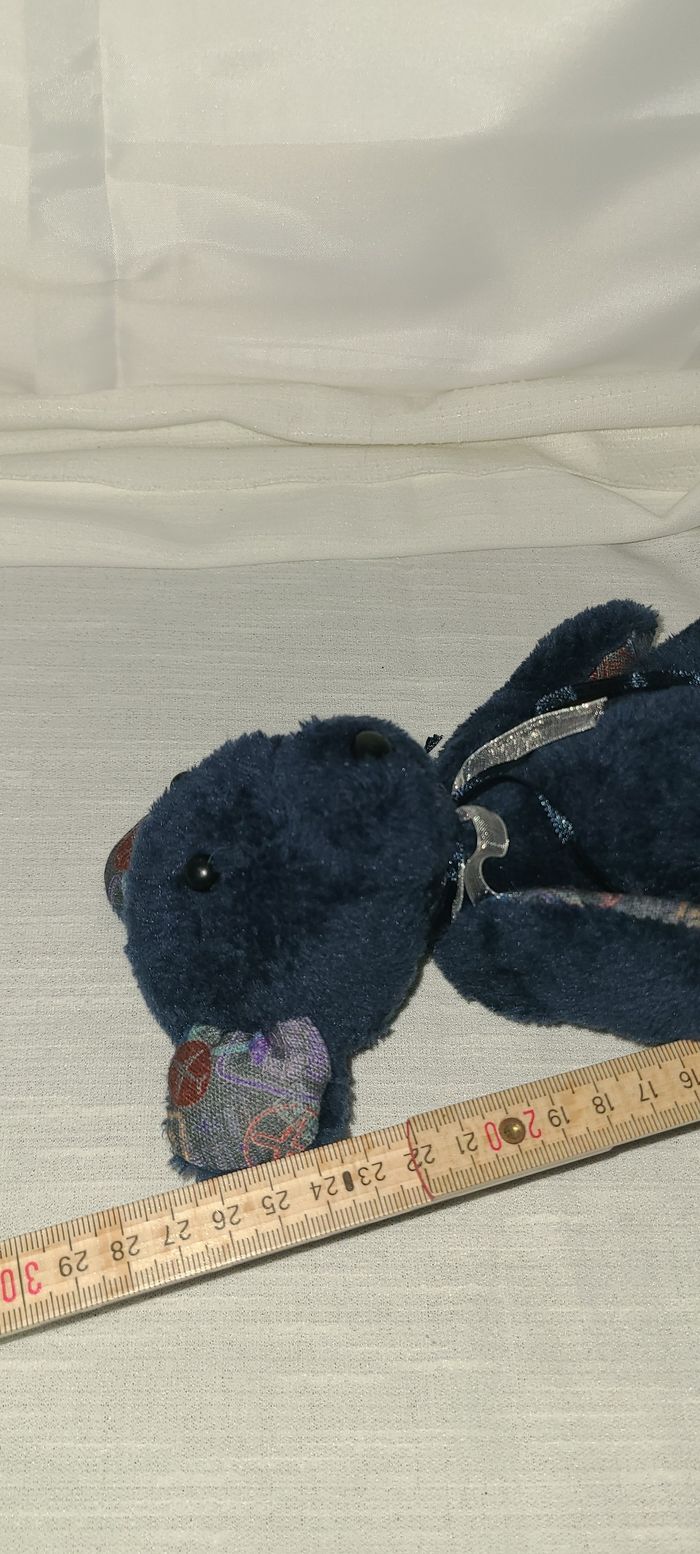 doudou ours bleu imprimé oreilles - photo numéro 2
