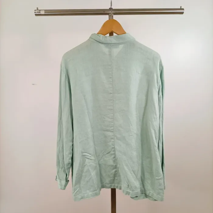 Chemise oversize Soft Grey 100% lin vert d’eau manches longues poches décontractée T40 estimée A1464 - photo numéro 6
