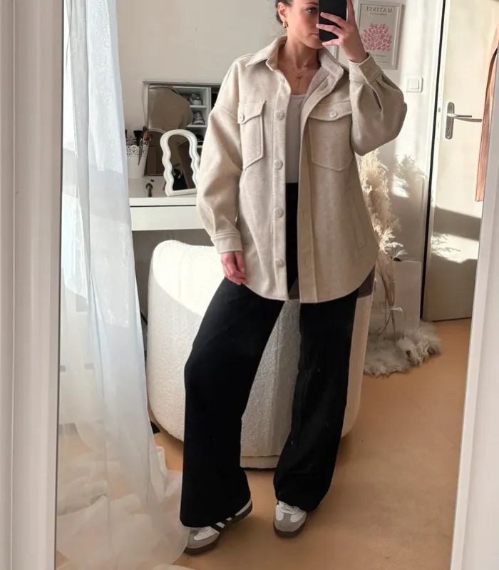 Veste beige molletonnée stradivarius - photo numéro 5