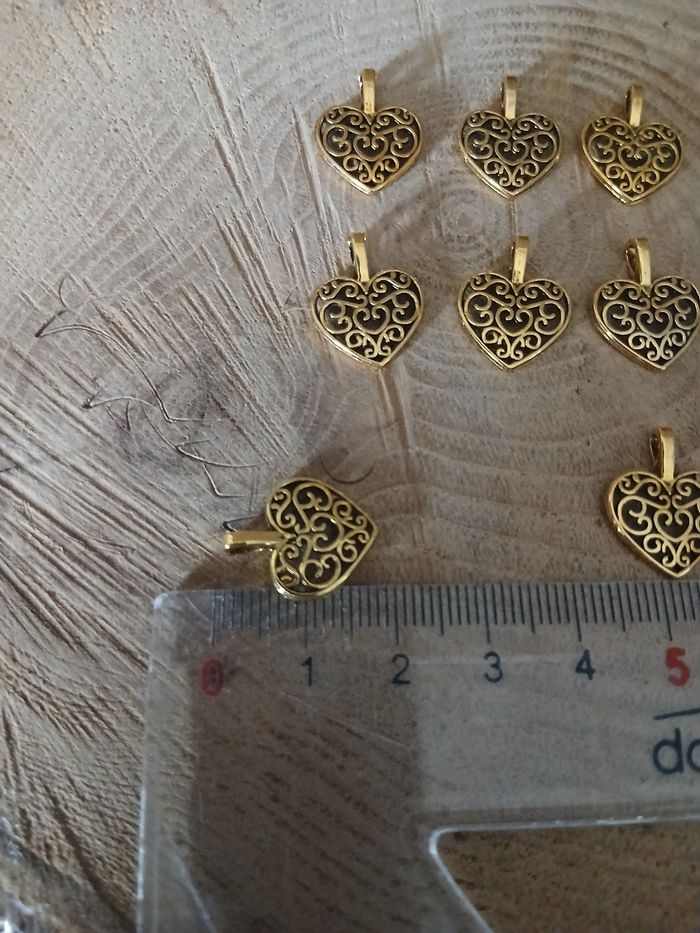 Lot de 16 pendentif coeurs doré - photo numéro 2