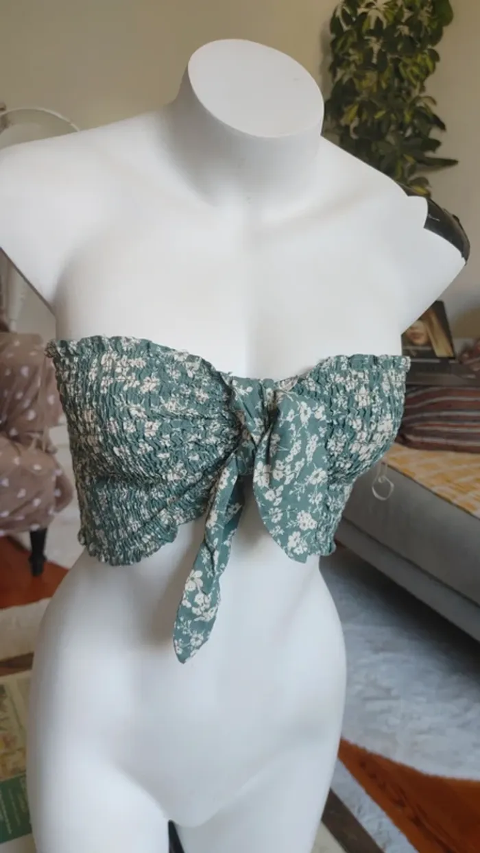 Bustier en viscose noeud crop top - photo numéro 5