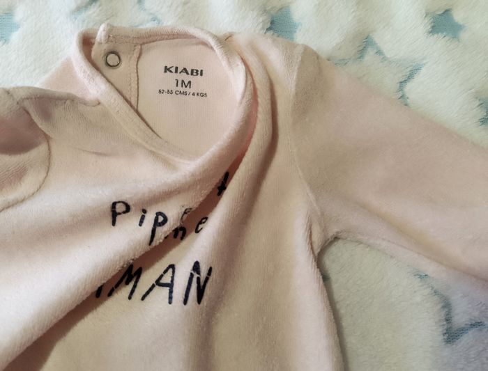 Pyjama bébé Kiabi – 1 mois – Rose « Pipelette comme maman » - photo numéro 3