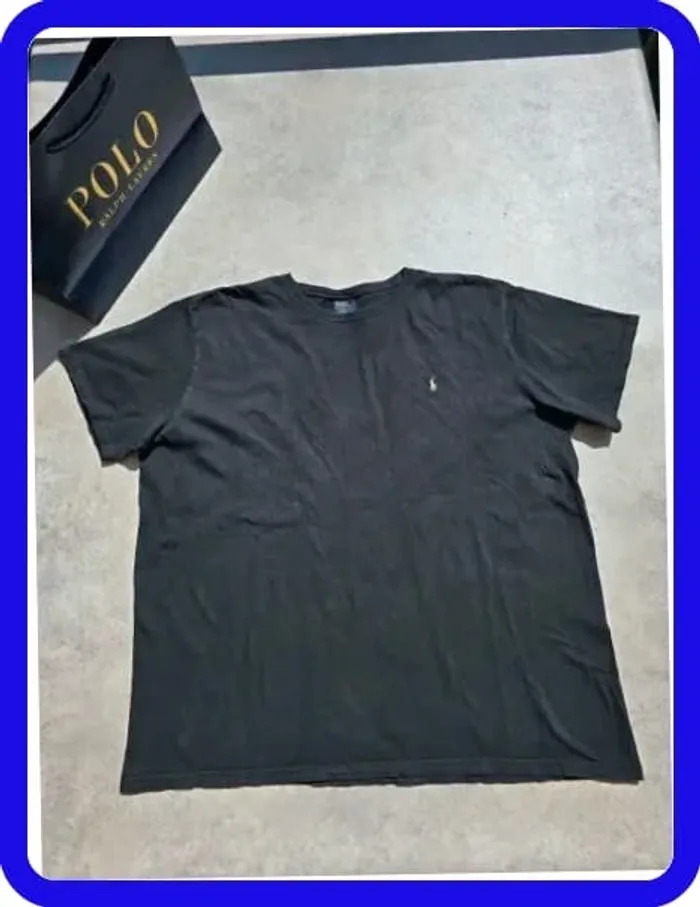 T-shirt Ralph Lauren XXL coupe col rond noir Homme Men tee055 - photo numéro 2