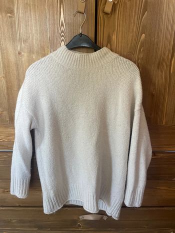 Pull crème long et loose col cheminé mango