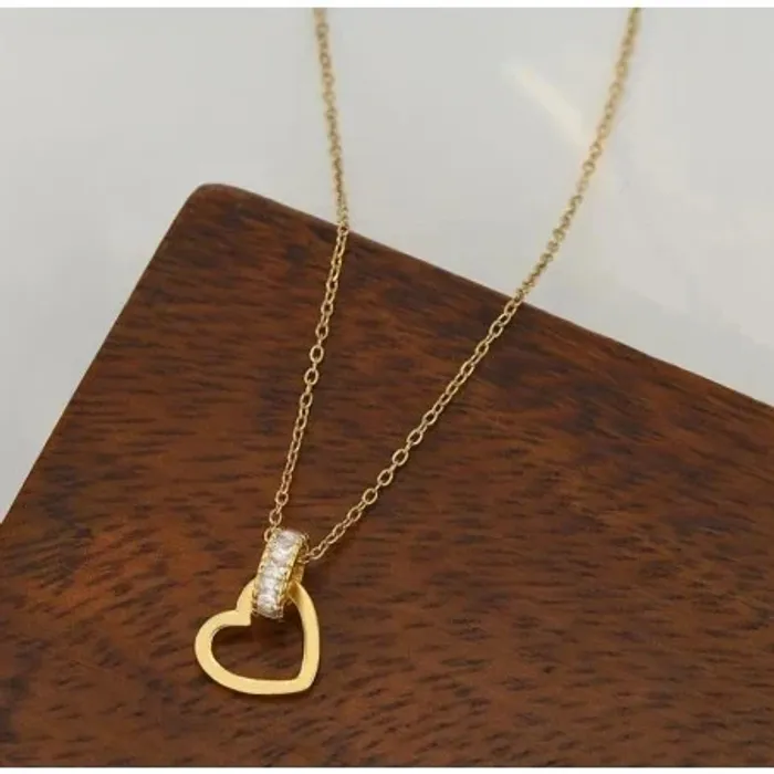 Parure "Cœur & Rose" en Acier Inoxydable Doré - Cadeau Idéal - photo numéro 4
