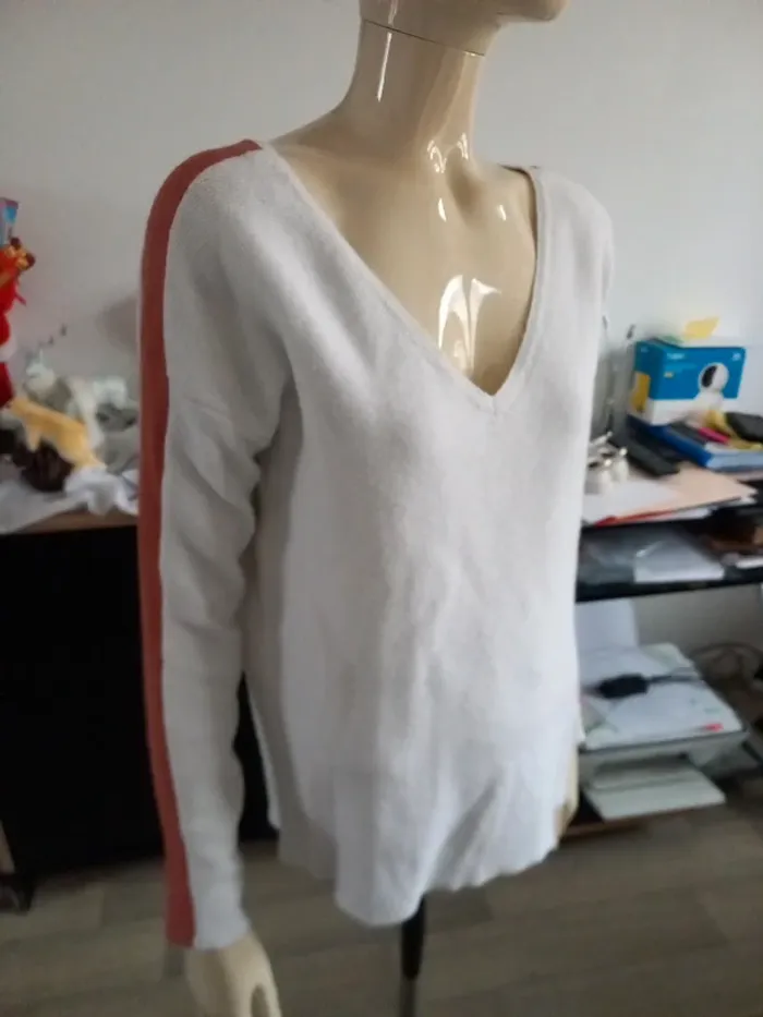 Pull blanc Camaïeu M - photo numéro 3