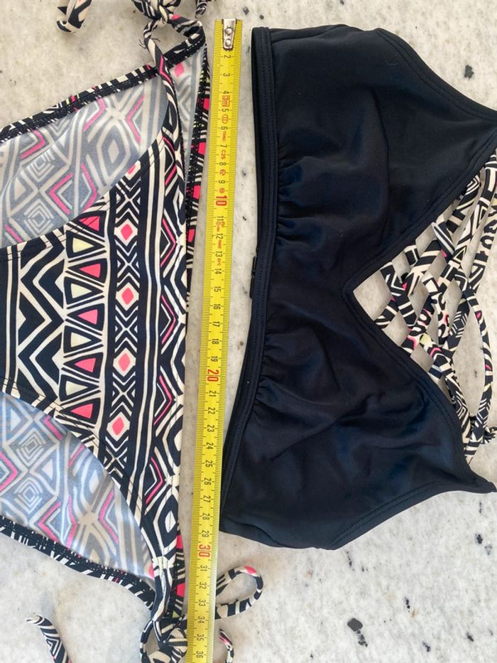 Maillot de bain 2 pièces noir et motifs S - photo numéro 9