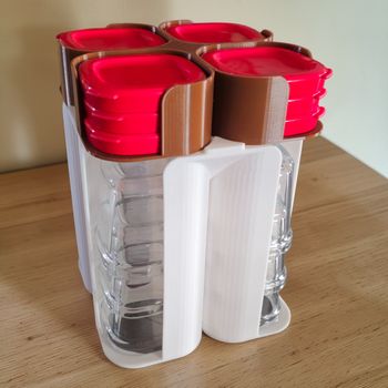 Rangement Blanc et Marron 12 pots & 12 couvercles Multidélices