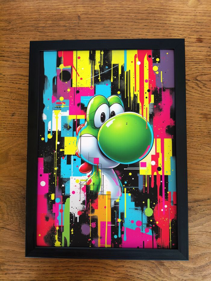 Affiche poster mural Yoshi Nintendo A4 (21×29,7 cm) déco colorée gaming chambre bureau