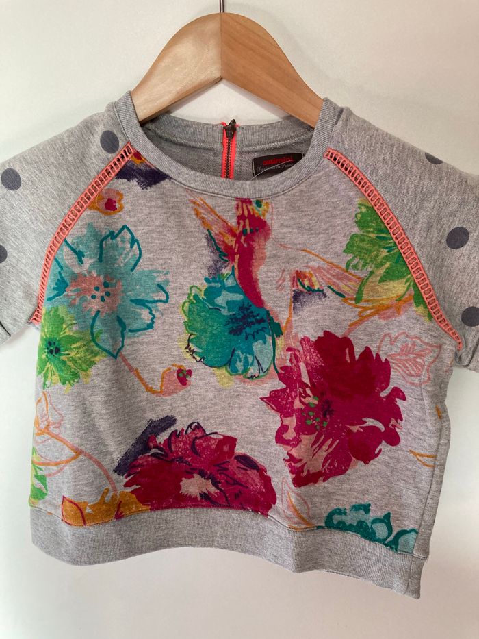 Sweat gris et fleurs Catimini 3 ans - photo numéro 2