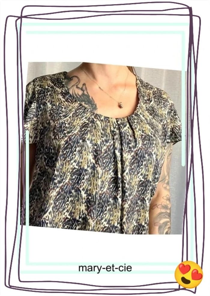 SOLDÉ - Blouse manches courtes effet satinée taille 44 - photo numéro 6