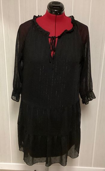 Robe  doublée manches tulle 44