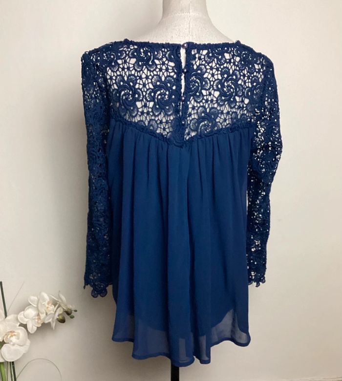 Blouse marine à dentelle Vintage Dressing TU - photo numéro 8