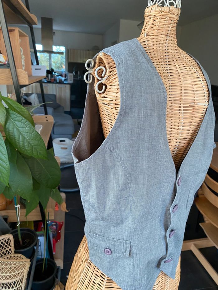 Gilet de tailleur School Rag taille 34 XS gris à petits carreaux - photo numéro 5